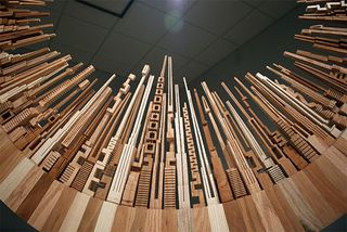 Wooden city sculptures