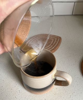 Making pour over coffee with gooseneck kettle