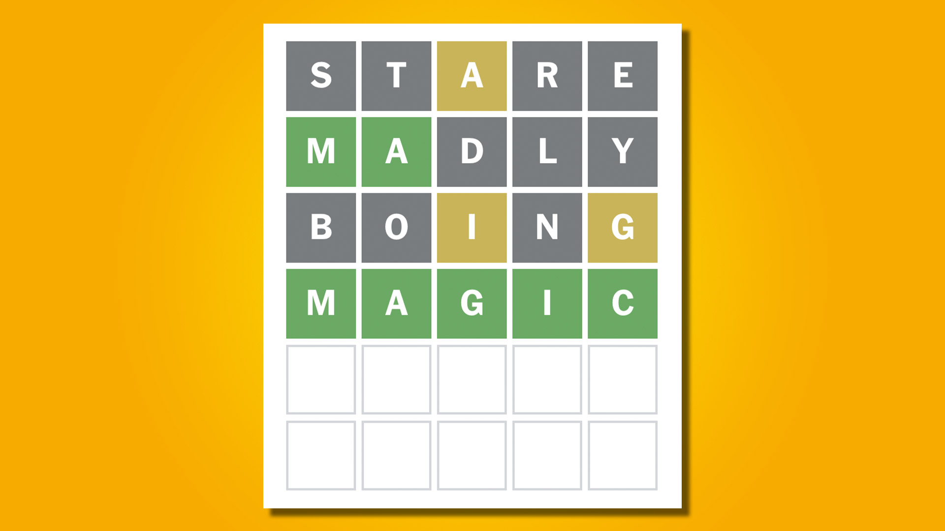 Wordle 607 answer on yellow background