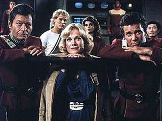Kirk, Bones and the rest of the crew watch the birth of planet Genesis after Spock's funeral.