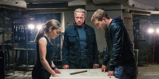 Emilia Clarke, Arnold Schwarzenegger and Jai Courtney in Terminator Genisys