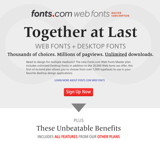 Subscribers can use both desktop fonts and web fonts