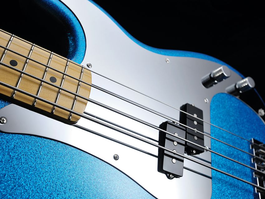 The eye-catching pickguard is chromed to a mirror finish
