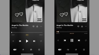 The old and new Tidal apps side by side, one displaying 'Masters' and one 'Max', with Stormzy's Angel in the Marble track