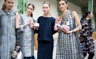 Models backstage at Chanel A/W 2014
