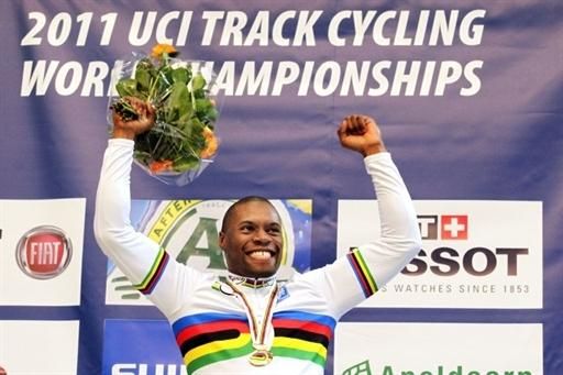 Gr&eacute;gory Baug&eacute; with rainbow jersey number three