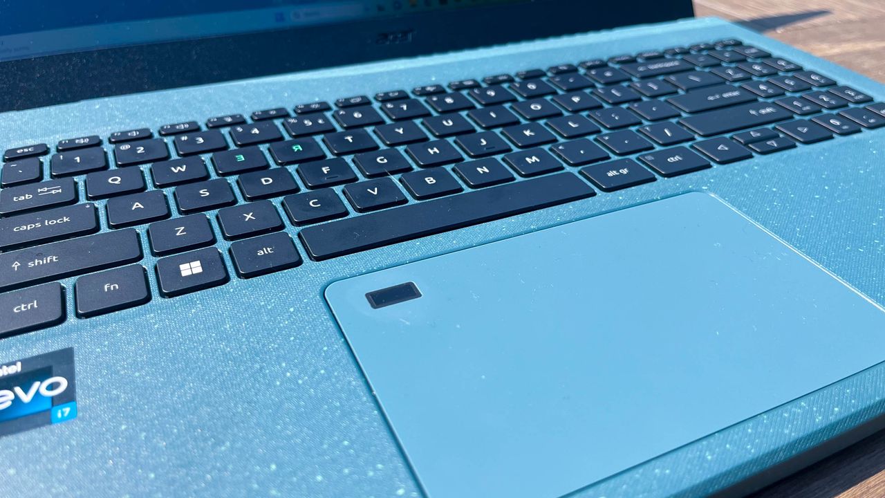 Acer Aspire Vero 15 (2023) outside on an outdoor table
