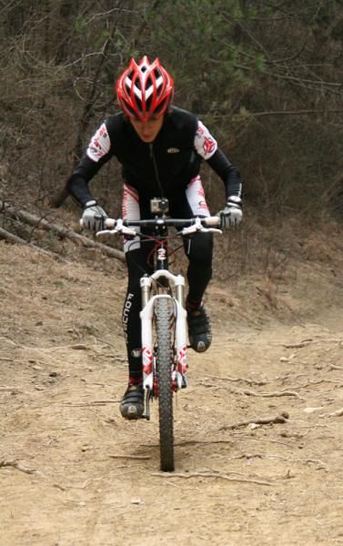 A rider on a fairly straightforward section of the Maros Bike XCO Cup course.
