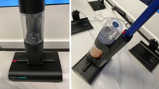 Two images of the Dyson WashG1 in use