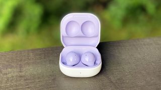 the samsung galaxy buds 2 in their charging case