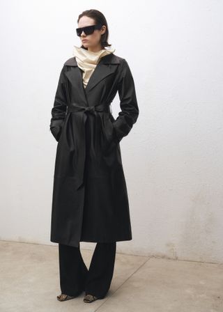 Leather Trench Coat With Belt - Women | Mango Usa