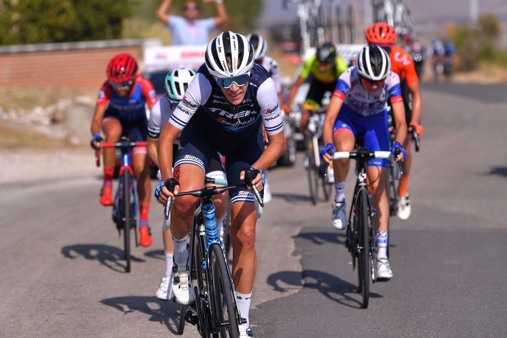 MOTTAMONTECORVINO ITALY SEPTEMBER 19 Ellen Van Dijk of The Netherlands and Team Trek Segafredo during the 31st Giro dItalia Internazionale Femminile 2020 Stage 9 a 1099km stage from Motta Montecorvino to Motta Montecorvino 645m GiroRosaIccrea GiroRosa on September 19 2020 in Motta Montecorvino Italy Photo by Luc ClaessenGetty Images