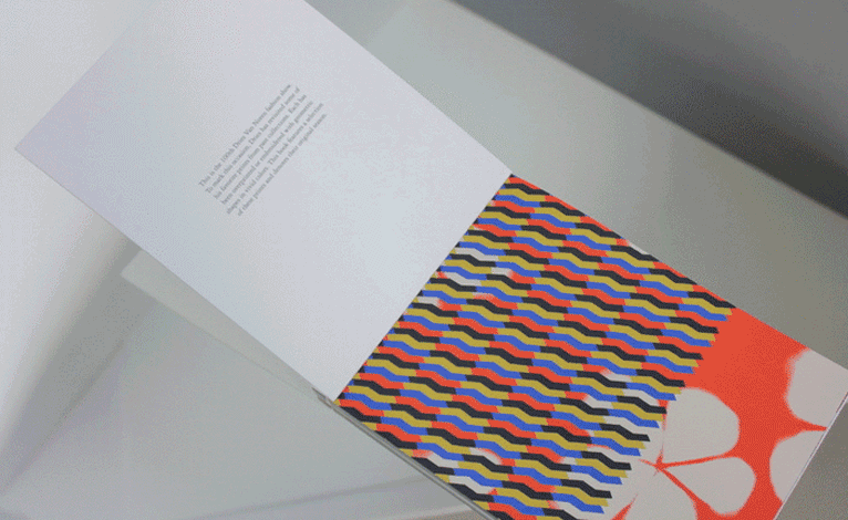 Fashion Week Invitation gif image flipping through an abstract pattern book.