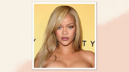 Rihanna is seen with golden blonde hair as she celebrates New Product Launch For Her Fenty Beauty Brand at 7th Street Studios on April 26, 2024 in Los Angeles, California