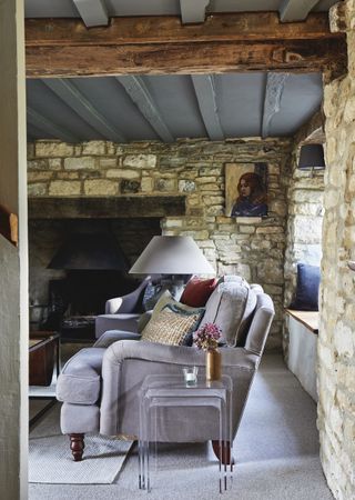 country living room ideas - grey sofa