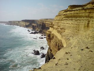 Stunning sea cliffs on the coast of Angola were fossil beds reveal a rich Cretaceous ecosystem