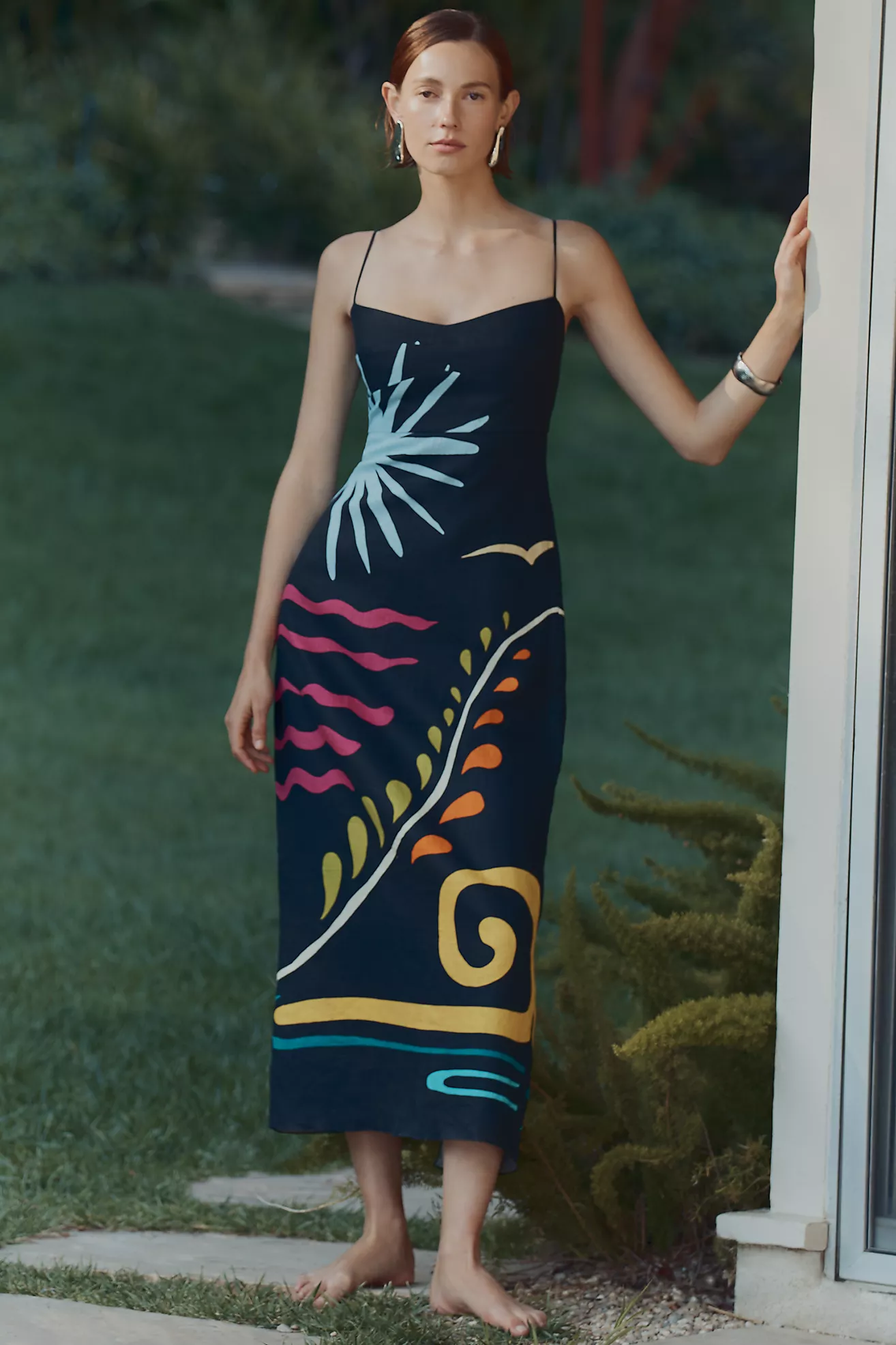 Cala De La Cruz Paloma Sleeveless Linen Midi Dress