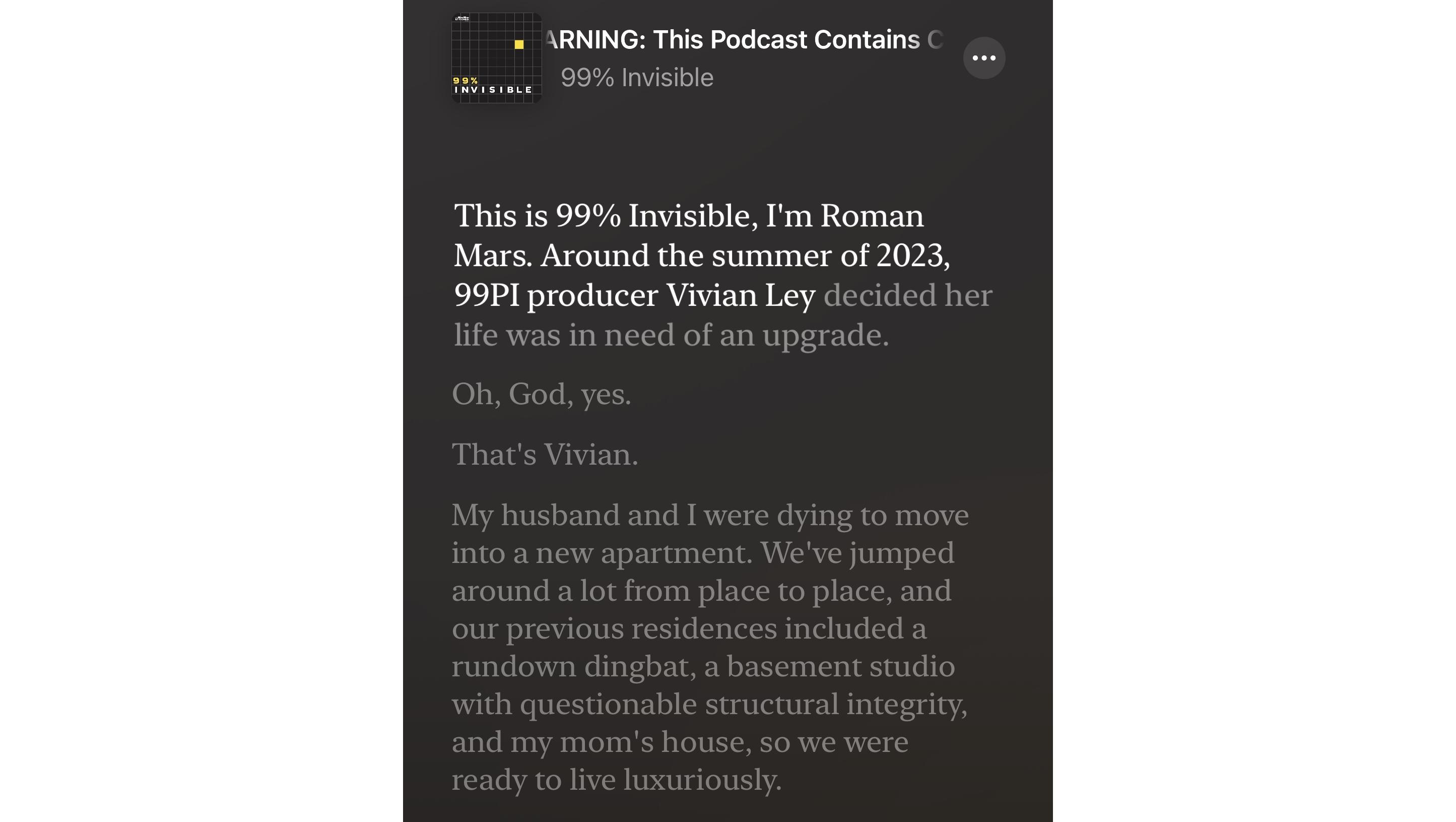 An Apple Podcasts transcript
