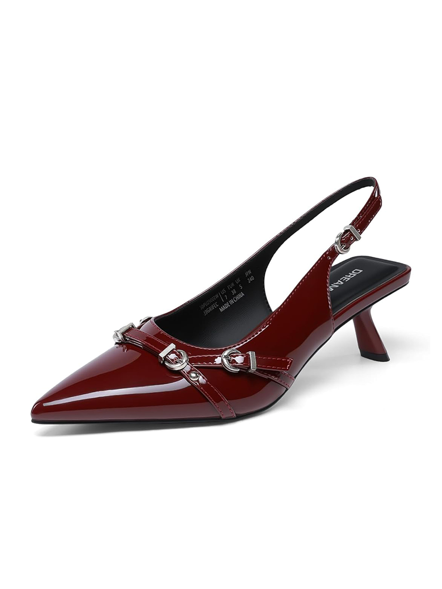 DREAM PAIRS, Dream Pairs Women's Low Kitten Heels Slingback Closed Pointed Toe Comfortable Dressy Pumps Wedding Party Casual Elegant Dress Shoes,size 7.5,burgundy,sdpu25002w
