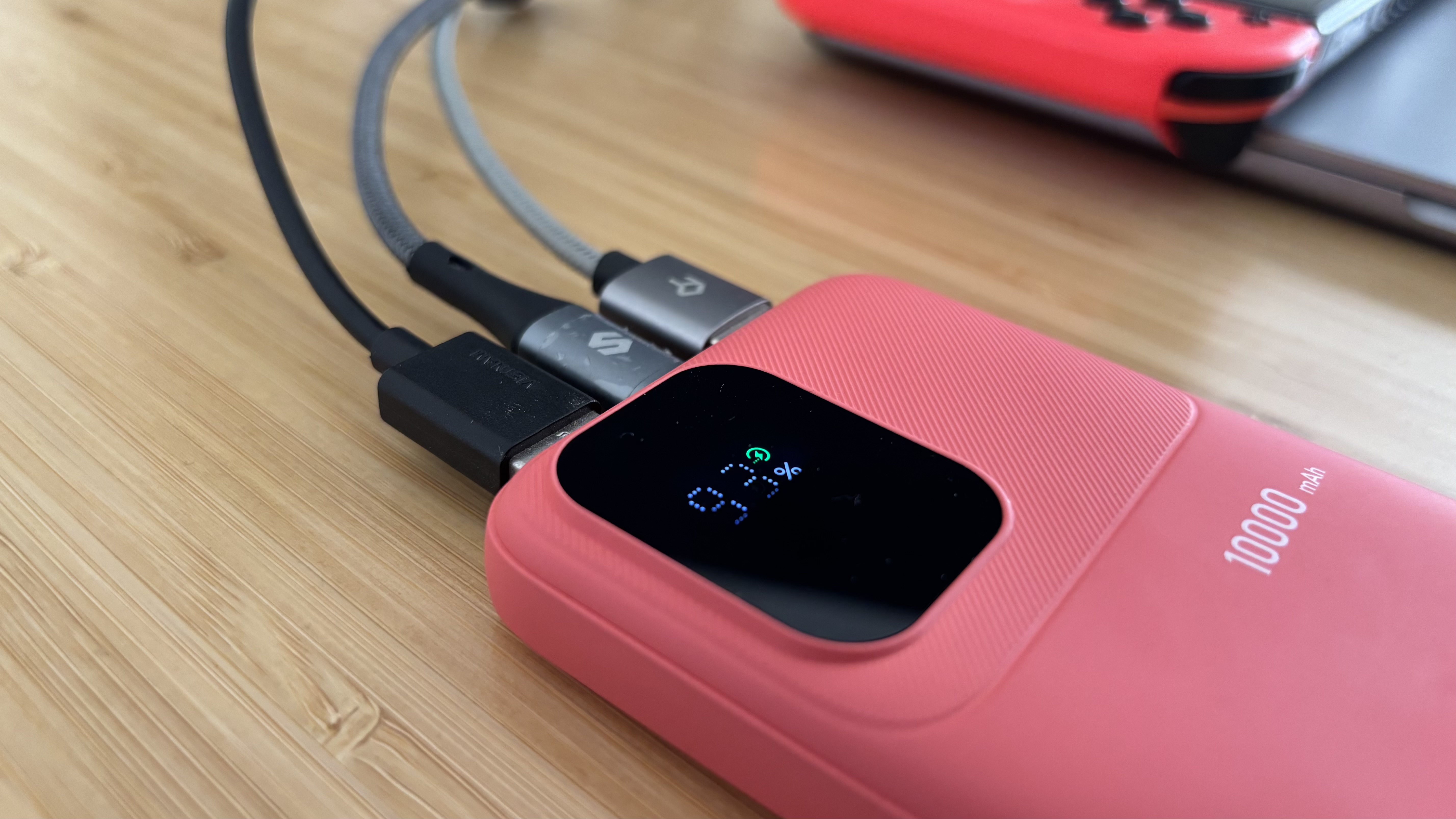 Laster ChargeCore SafeCharge 10K Max power bank's LED display and charging ports
