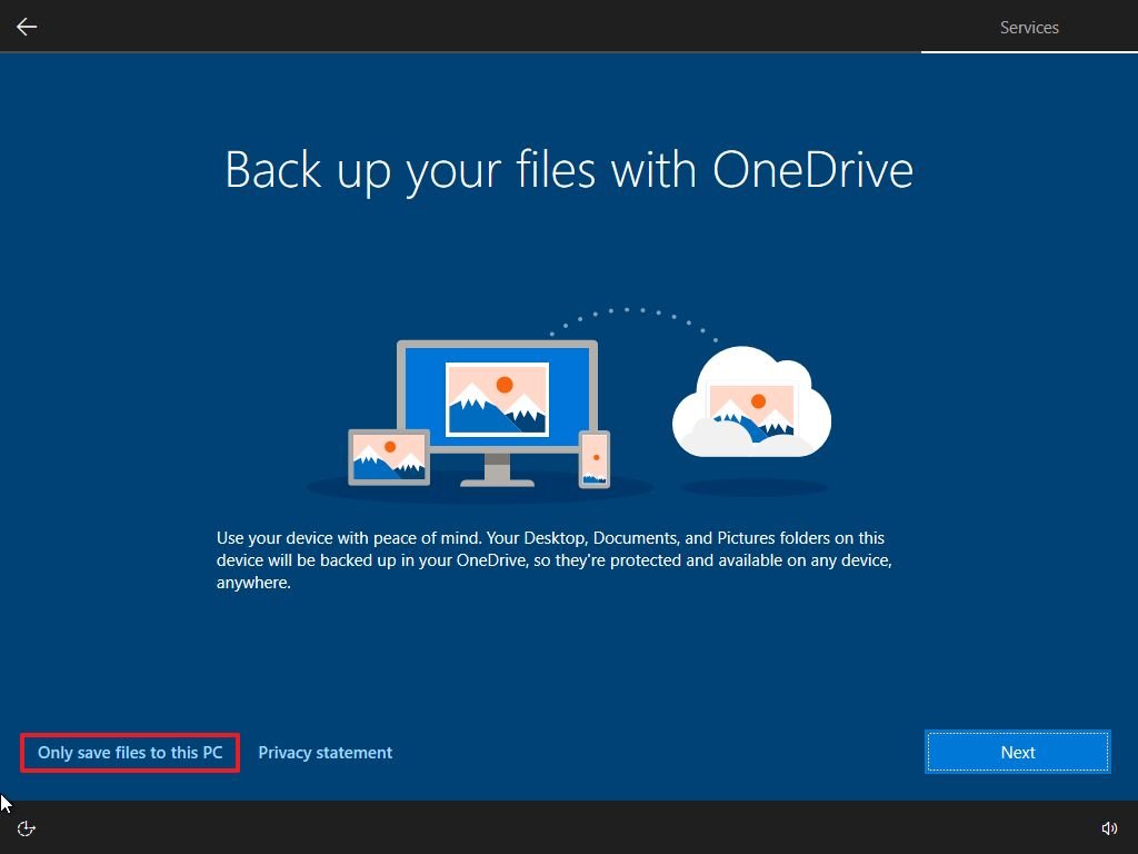 OOBE OneDrive setup