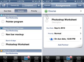 iStudiez Pro for iPhone adding assignments and tasks