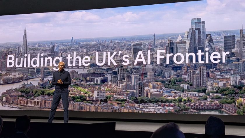 Microsoft CEO Satya Nadella on stage at Microsoft AI Tour London 2026