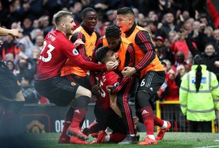 Manchester United’s Andreas Pereira celebrates scoring