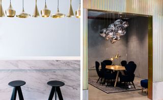 a marble Champagne bar and cafe space