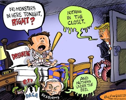 Political cartoon U.S. Trump Sessions DACA dreamers