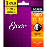 Elixir Bronze Acoustic Guitar Strings (3 pack) 12 guage:&nbsp;now £27.99 at Amazon