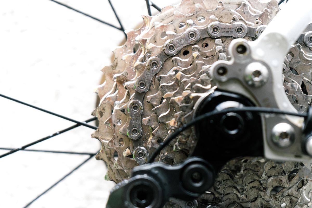 A close up of a bicycle cassette