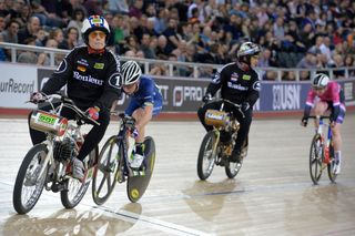 Laura Trott and Katie Archibald in the derny race