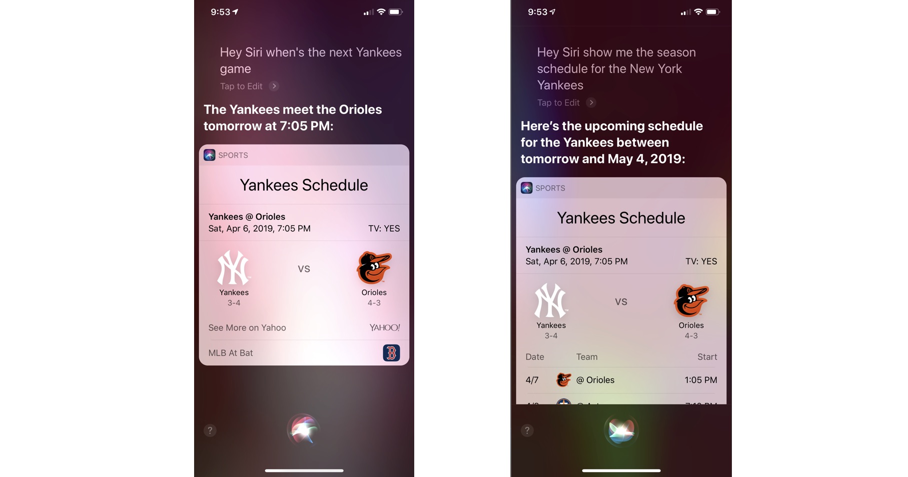 siri next sports games