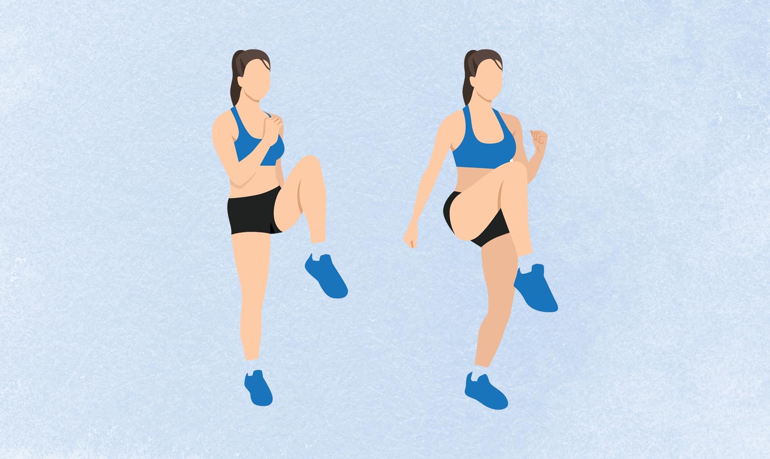 an illo of a woman doing knee lifts