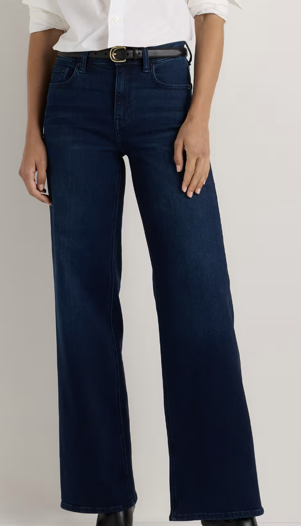 Quince, Bella Stretch Wide Leg Jeans in Deep Sea Blue