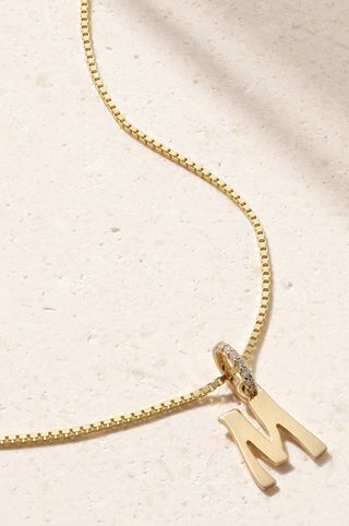 Letter Charm 14-Karat Gold Diamond Necklace