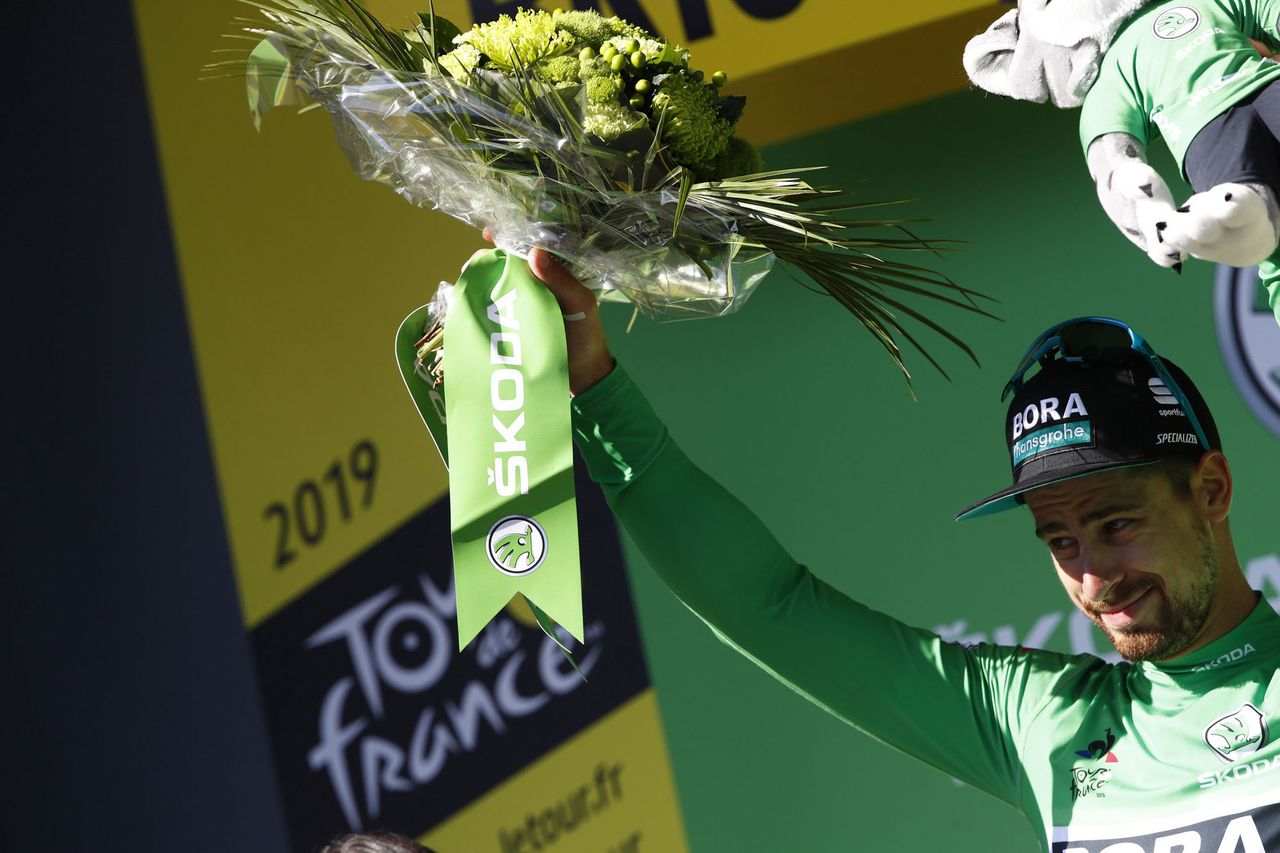 Peter Sagan (Bora-hansgrohe) in green at the Tour de France