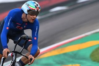 Italys Filippo Ganna competes in the Mens Elite Individual Time Trial at the UCI 2020 Road World Championships in Imola EmiliaRomagna Italy on September 25 2020 Photo by Marco BERTORELLO AFP Photo by MARCO BERTORELLOAFP via Getty Images