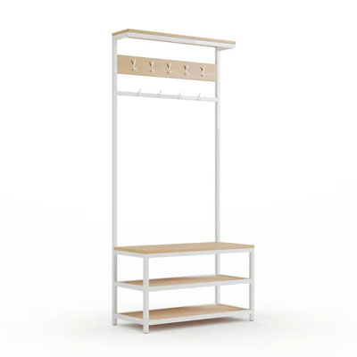 white and wood modern hall tree