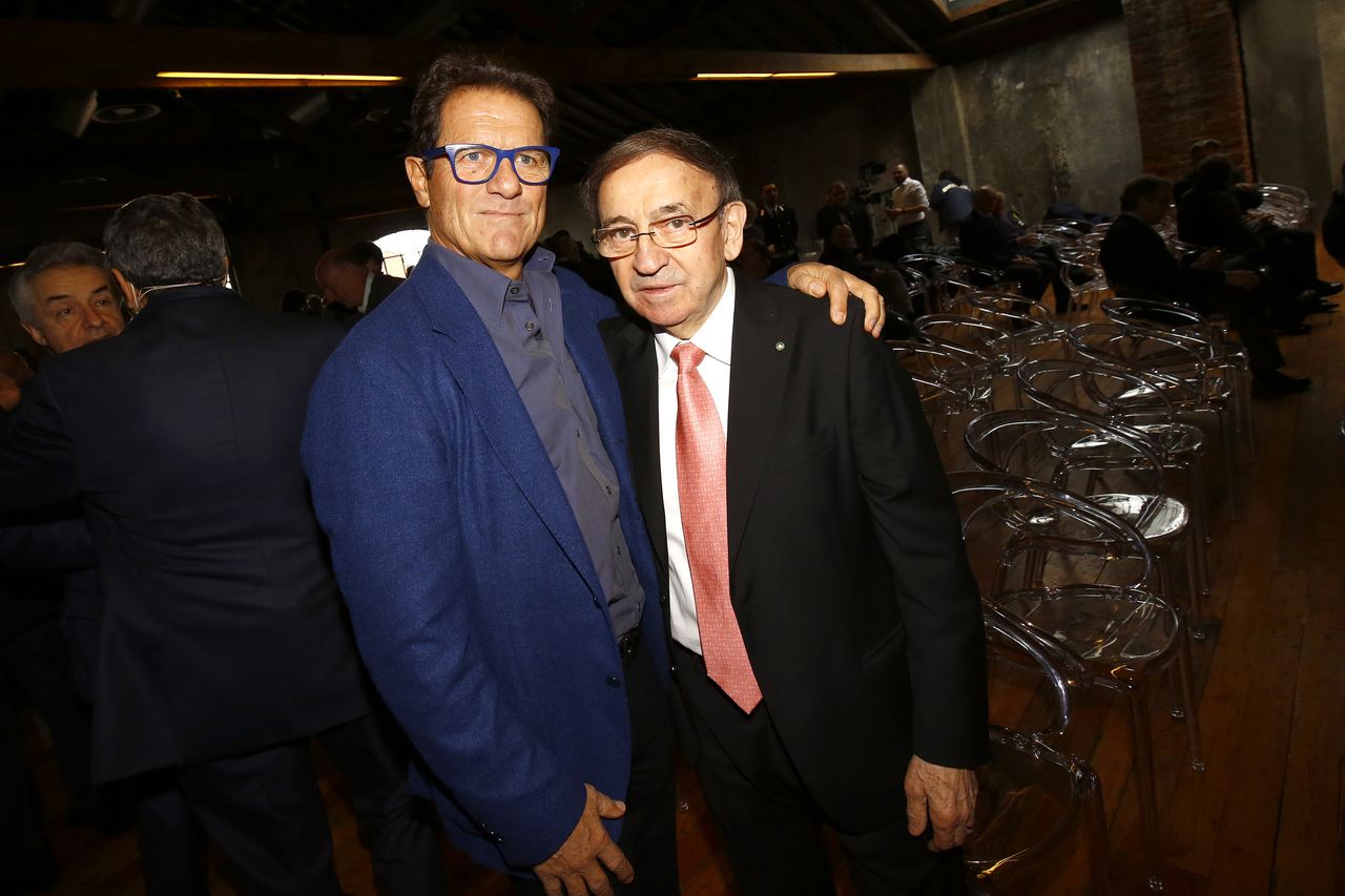 Former Real Madrid and England manager Fabio Capello with Ernesto Colnago