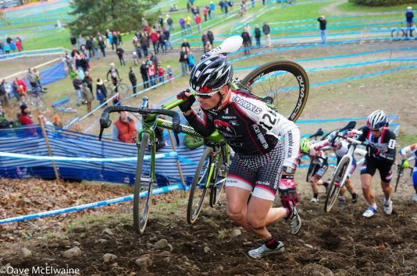 Raphael Gagne (Rocky Mountain Factory) with the race lead on lap two