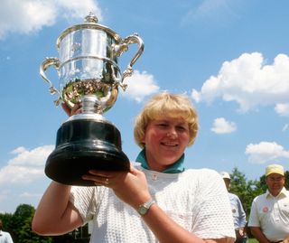 Laura Davies lifts the 1987 US Women's Open at the Plainfield Country Club in Edison, New Jersey