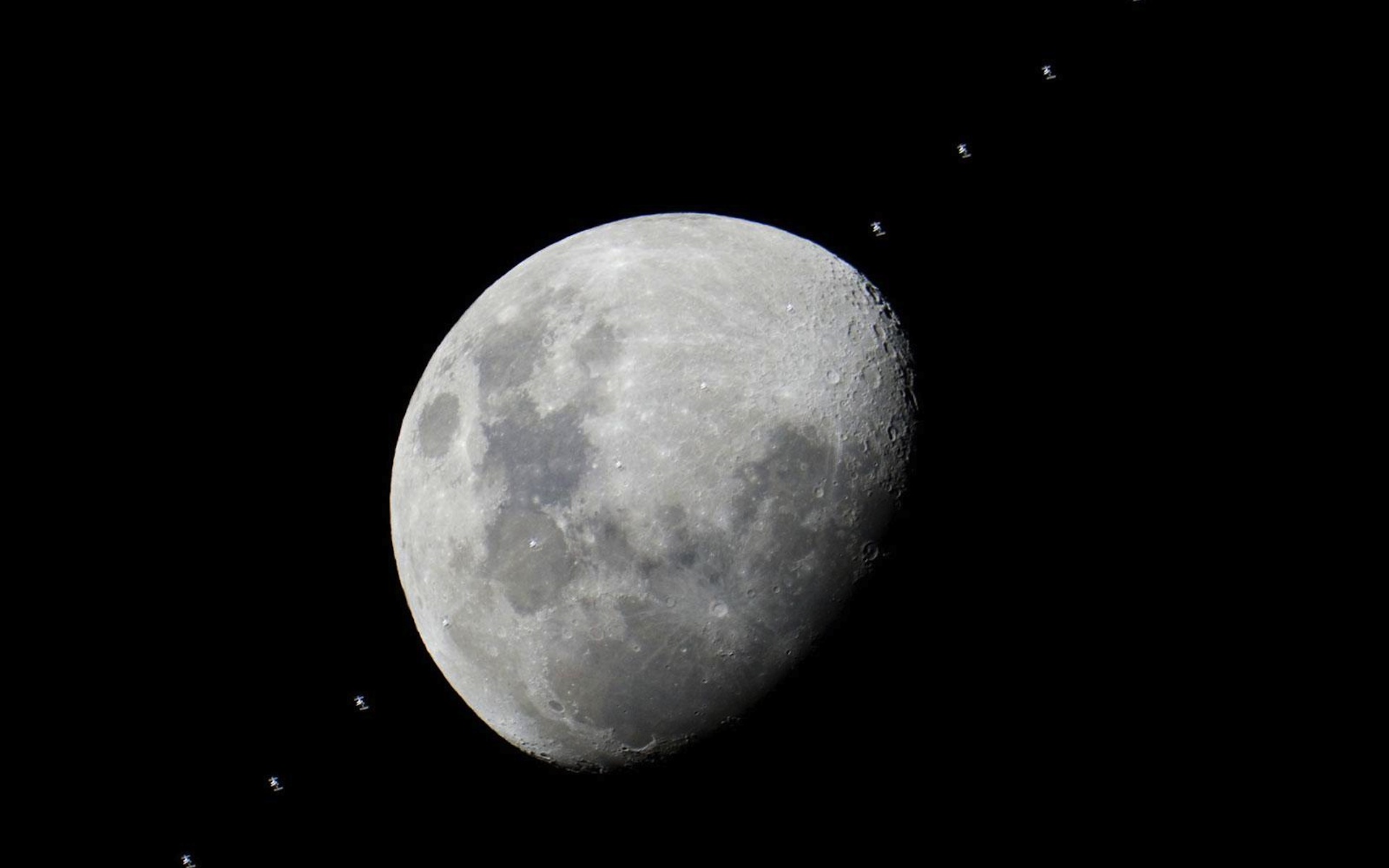 Moon and International Space Station