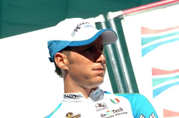 Manuel Belletti (Colnago - CSF Inox) on the podium for his third place finish.