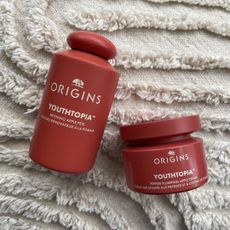 the plumping peptide cream and exfoliating peel from the Origins Youthtopia range