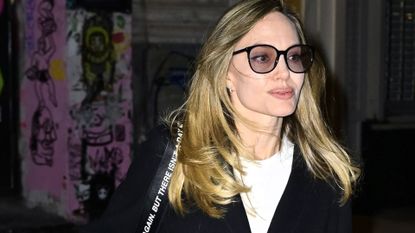 Angelina Jolie in New York City with blonde hair