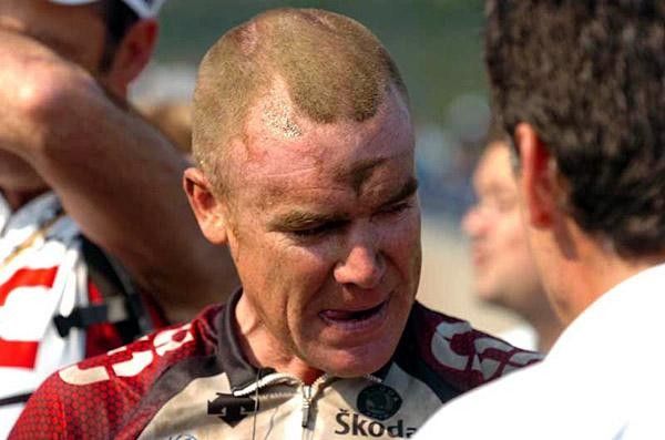 O'Grady covered in dust from the dry conditions
