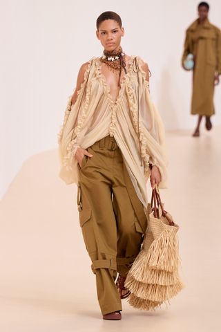 model wearing boho clothing on zimmermann spring 2025 runway