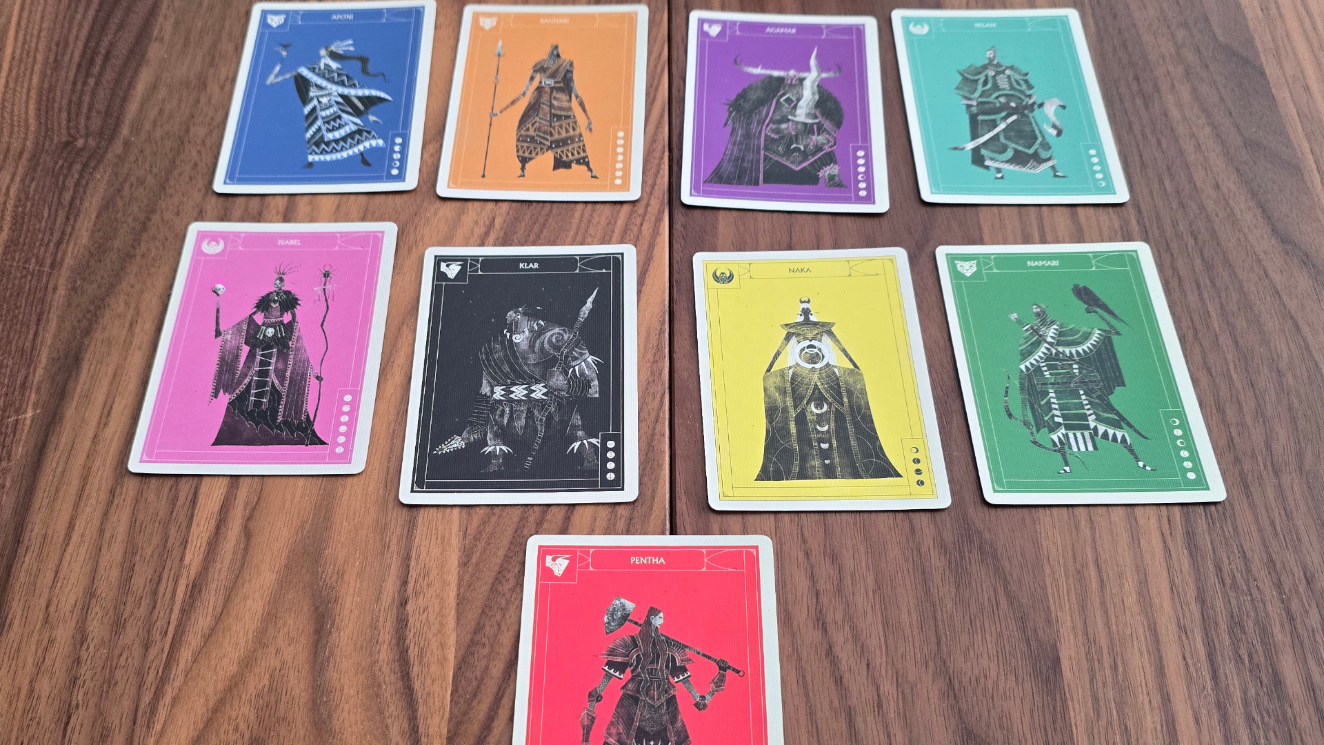 Veiled Fate cards laid out on a wooden surface